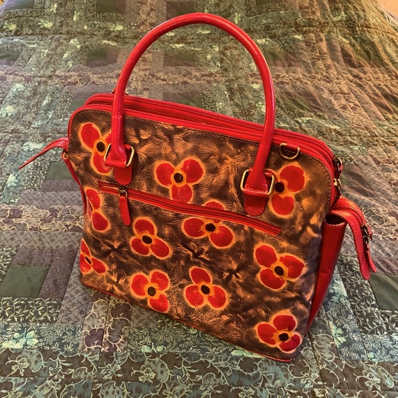 Hand Painted Leather Handbag, India - Picture 1 of 7